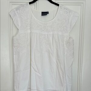 Madison Mathew’s White Floral Embroidered Cotton Blouse